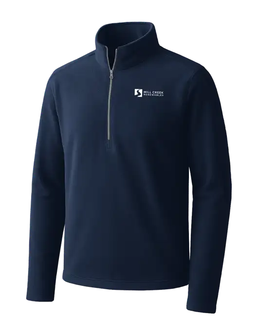 Navy Microfleece 1/2 Zip Pullover w/Mill Creek Renewables Logo