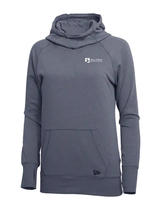 New Era True Navy Heather Womens Tri-Blend Fleece Pullover Hoodie w/Mill Creek Renewables Logo