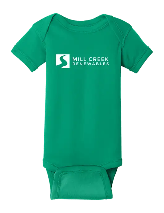 Rabbit Skins Kelly Infant Short Sleeve Baby Rib Bodysuit w/Mill Creek Renewables Logo