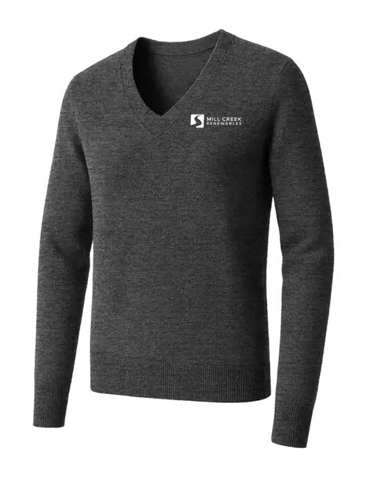 Brooks Brothers Womens Medium Grey Heather Washable Merino V-Neck Sweater w/Mill Creek Renewables Logo