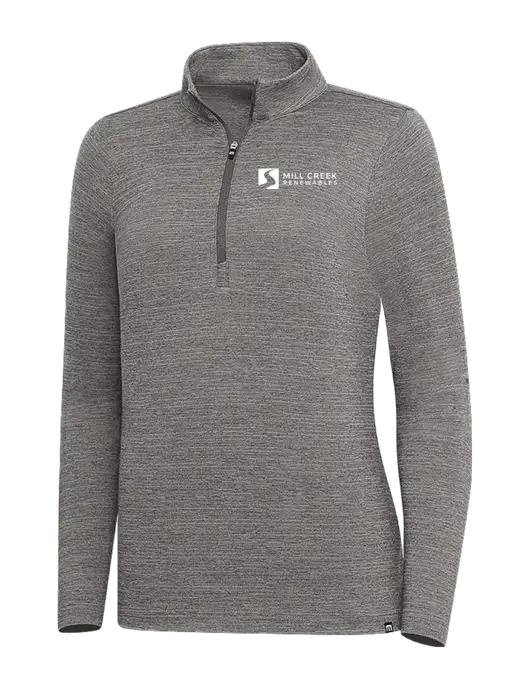TravisMathew Medium Grey Heather Womens Crestview 1/4 Zip w/Mill Creek Renewables Logo