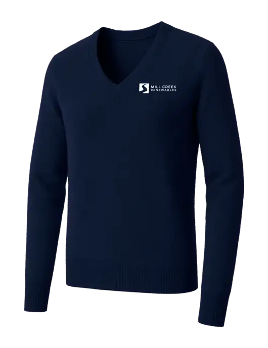 Brooks Brothers Womens Navy Washable Merino V-Neck Sweater w/Mill Creek Renewables Logo