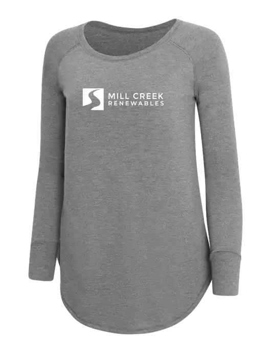 Womens Perfect Wide Collar Tunic Tri-Blend Grey Frost 4.5 oz T-Shirt w/Mill Creek Renewables Logo