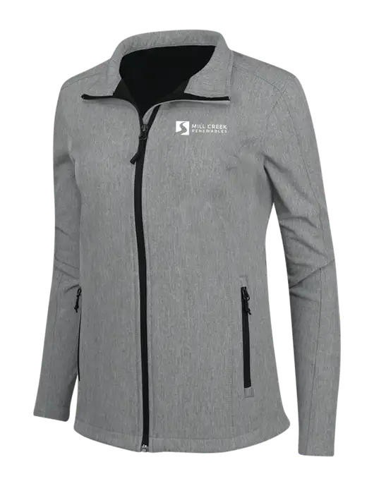 Medium Grey Heather Womens Core Soft Shell Jacket w/Mill Creek Renewables Logo