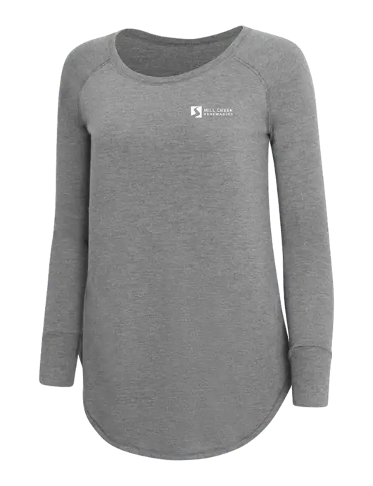 Womens Perfect Wide Collar Tunic Tri-Blend Grey Frost 4.5 oz T-Shirt w/Mill Creek Renewables Logo