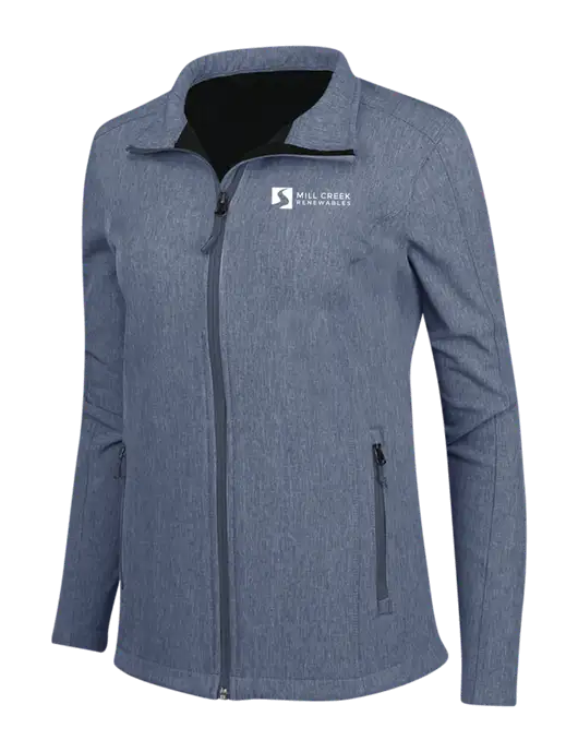 Navy Heather Womens Core Soft Shell Jacket w/Mill Creek Renewables Logo