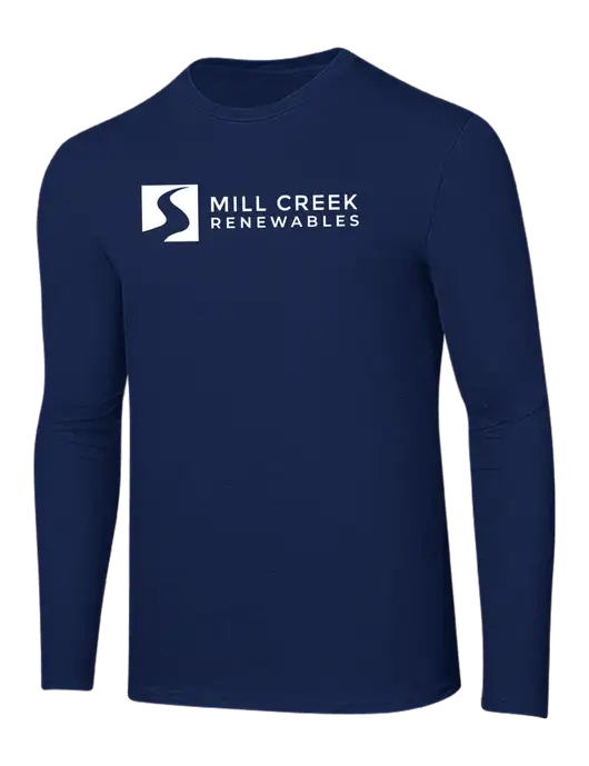 Ring Spun Navy 4.5 oz Long Sleeve T-Shirt w/Mill Creek Renewables Logo
