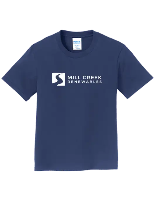 Youth Ring Spun Navy 4.5 oz T-Shirt w/Mill Creek Renewables Logo