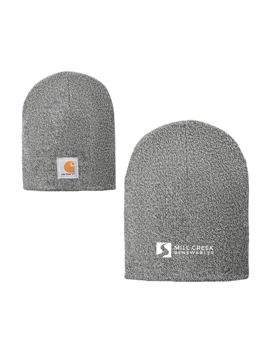 Carhartt Medium Grey Heather Acrylic Knit Hat w/Mill Creek Renewables Logo