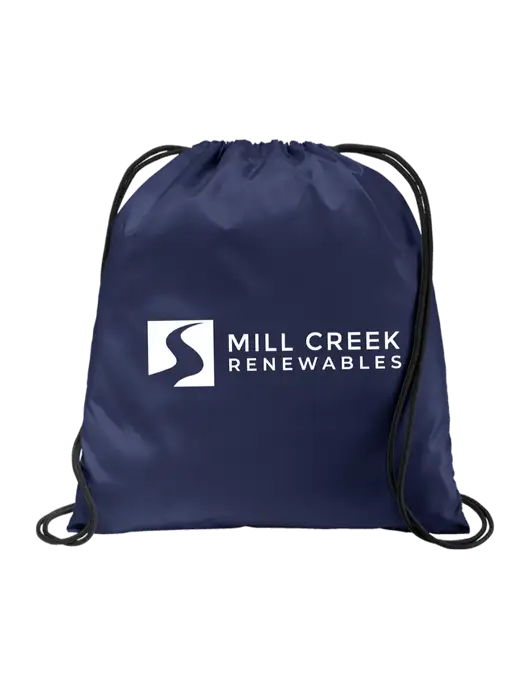 Drawstring  True Navy Cinch Pack w/Mill Creek Renewables Logo