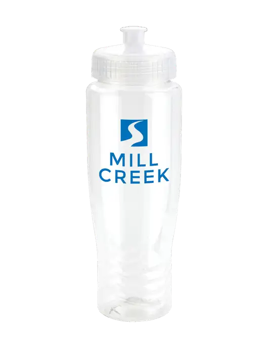Roam Clear 28 oz Eco-Polyclear Bottle with Push Pull Lid w/Mill Creek Renewables Logo