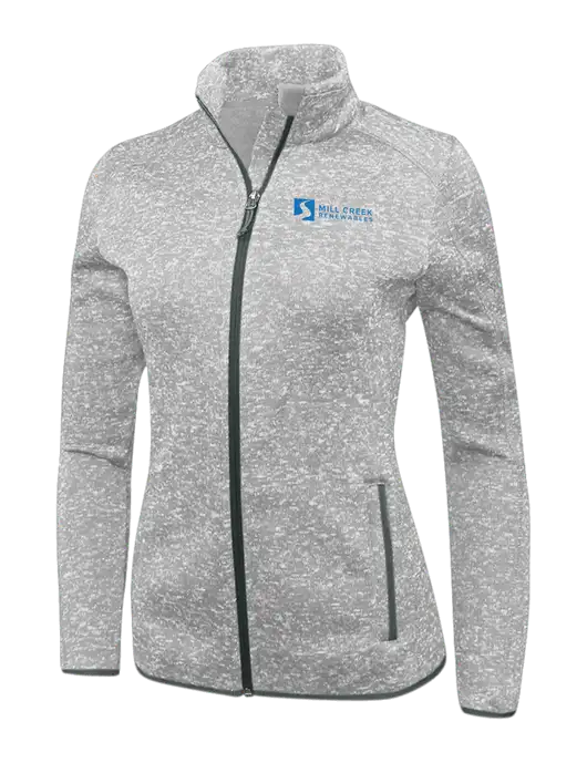 Grey Heather Womens Sweater Fleece Jacket w/Mill Creek Renewables Logo