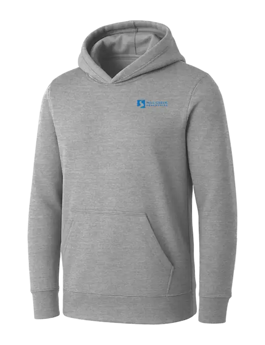 Womens Light Grey Heather Core Fleece Pullover Hooded Sweatshirt w/Mill Creek Renewables Logo