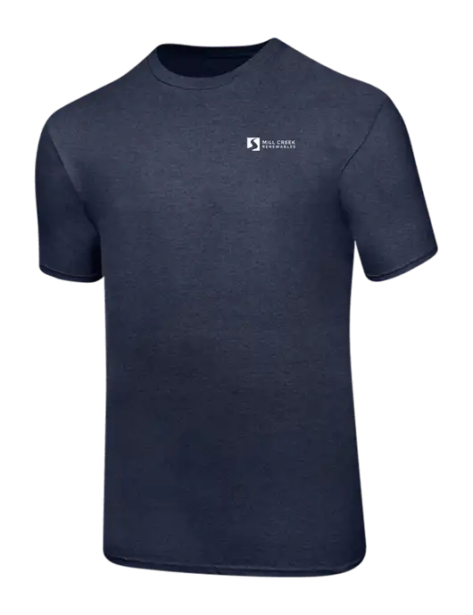 Ring Spun Heather Navy 4.5 oz T-Shirt w/Mill Creek Renewables Logo