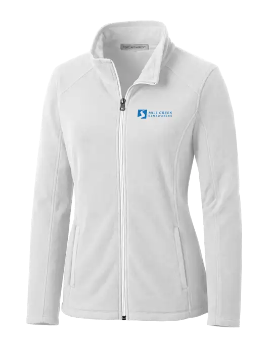 White Womens Microfleece Jacket w/Mill Creek Renewables Logo