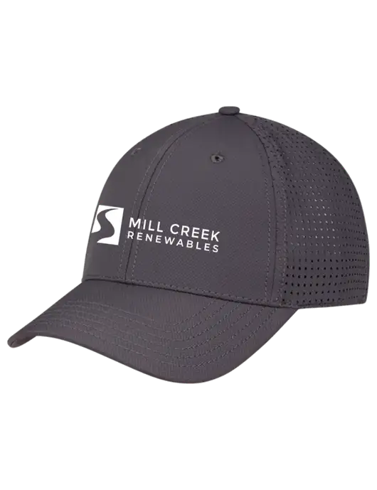 Charcoal Performance Stretchable Cap Hook & Loop w/Mill Creek Renewables Logo