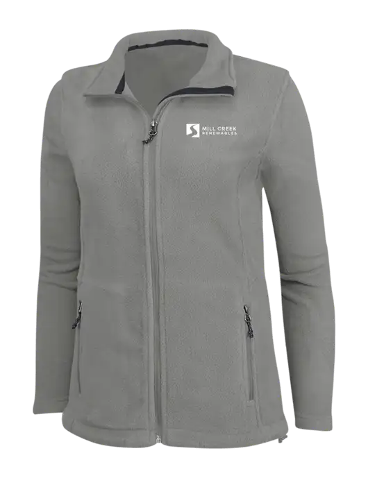 Womens Medium Grey Fleece Jacket w/Mill Creek Renewables Logo