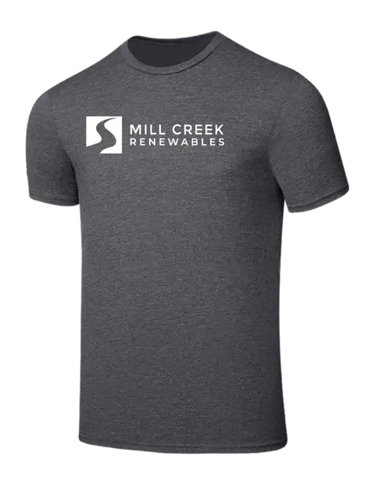 Seriously Soft Heathered Charcoal T-Shirt w/Mill Creek Renewables Logo