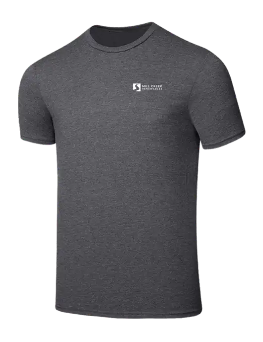 Seriously Soft Heathered Charcoal T-Shirt w/Mill Creek Renewables Logo