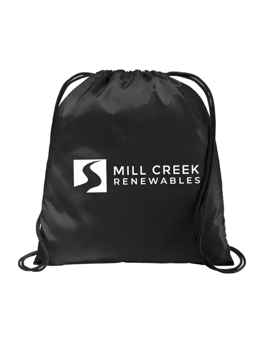 Drawstring  Black Cinch Pack w/Mill Creek Renewables Logo
