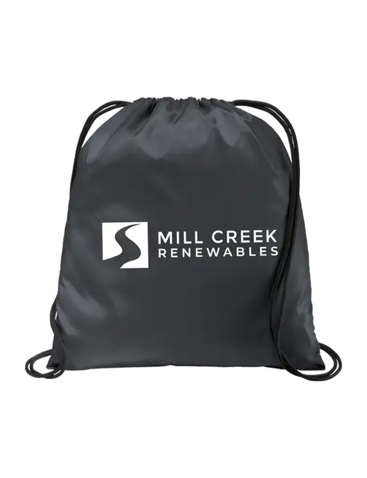 Drawstring  Graphite Grey Cinch Pack w/Mill Creek Renewables Logo