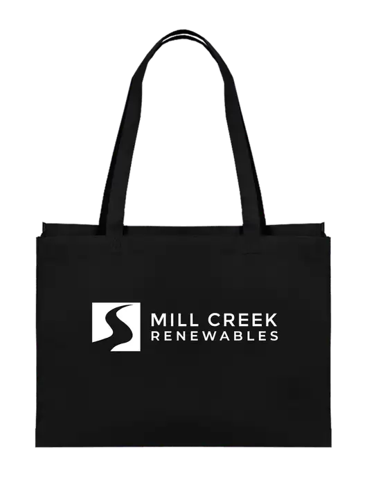 Eco Reusable Black Tote w/Mill Creek Renewables Logo