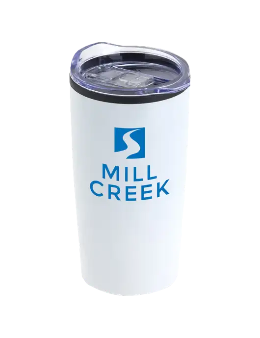 Olympus White 20 oz Tumbler w/Mill Creek Renewables Logo