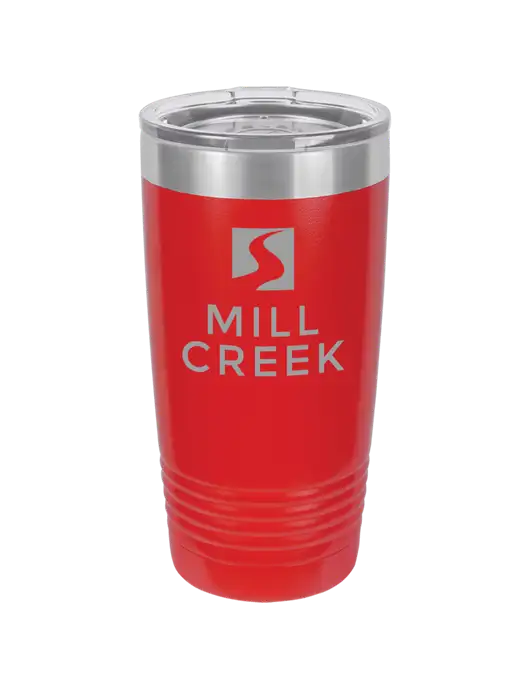 Polar Camel 20 oz Powder Coated Red Vacuum Insulated Tumbler w/Mill Creek Renewables Logo