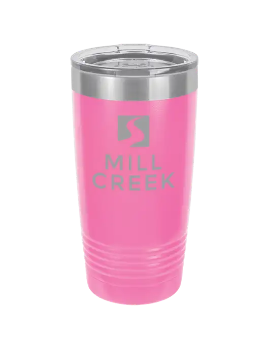 Polar Camel 20 oz Powder Coated Pink Vacuum Insulated Tumbler w/Mill Creek Renewables Logo