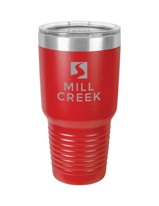 Polar Camel 30 oz Powder Coated Red Vacuum Insulated Tumbler  w/Mill Creek Renewables Logo