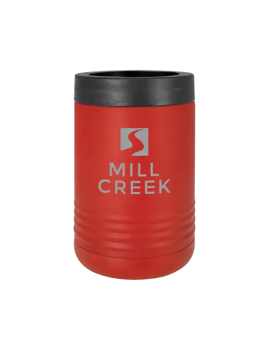 Polar Camel 12 oz Powder Coated Red Vacuum Insulated Beverage Holder w/Mill Creek Renewables Logo