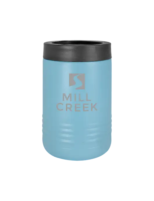 Polar Camel 12 oz Powder Coated Light Blue Vacuum Insulated Beverage Holder w/Mill Creek Renewables Logo