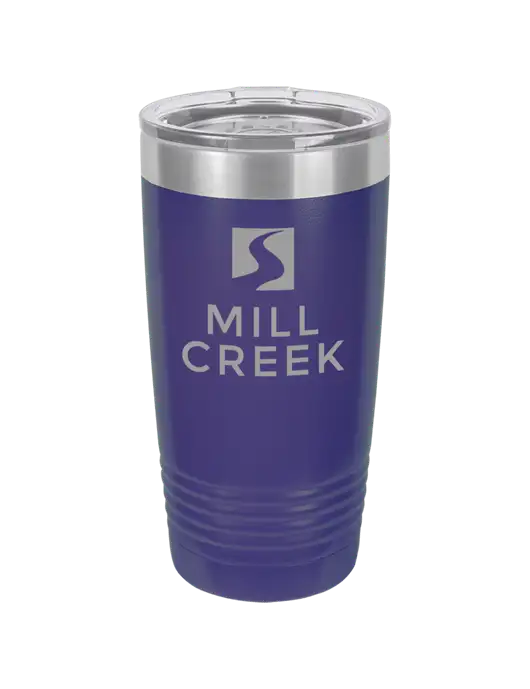 Polar Camel 20 oz Powder Coated Purple Vacuum Insulated Tumbler w/Mill Creek Renewables Logo