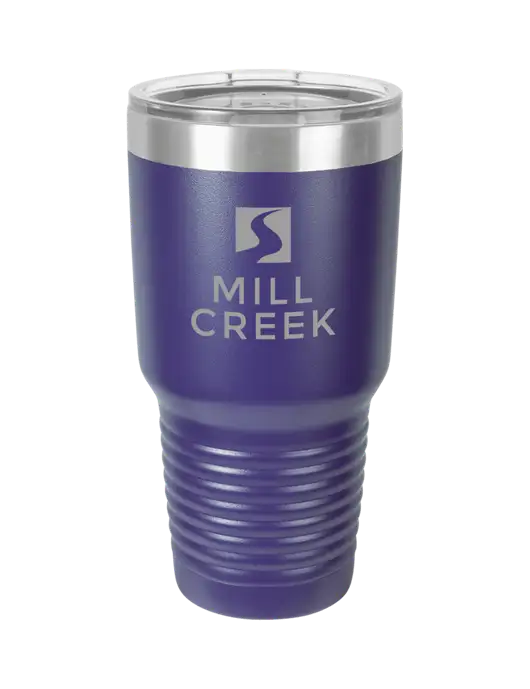 Polar Camel 30 oz Powder Coated Purple Vacuum Insulated Tumbler w/Mill Creek Renewables Logo