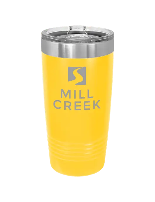 Polar Camel 20 oz Powder Coated Yellow Vacuum Insulated Tumbler w/Mill Creek Renewables Logo