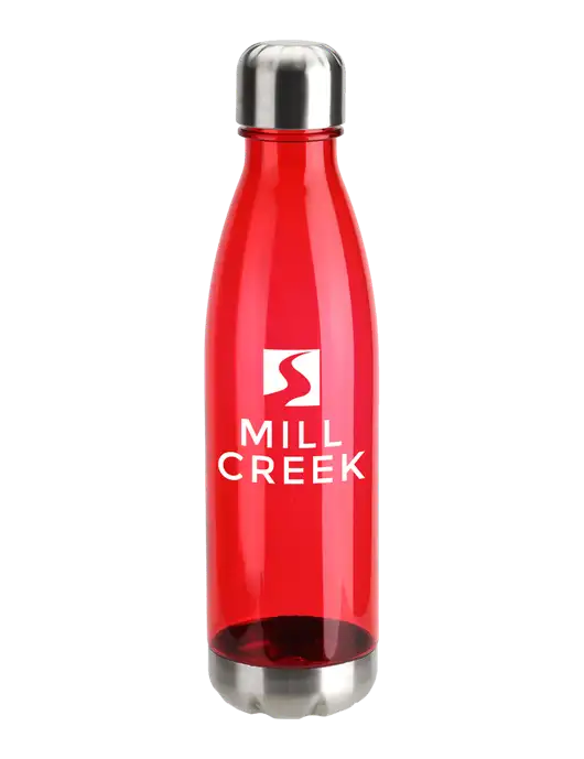 Bayside Tritan Red 25 oz Bottle with Stainless Base and Cap w/Mill Creek Renewables Logo