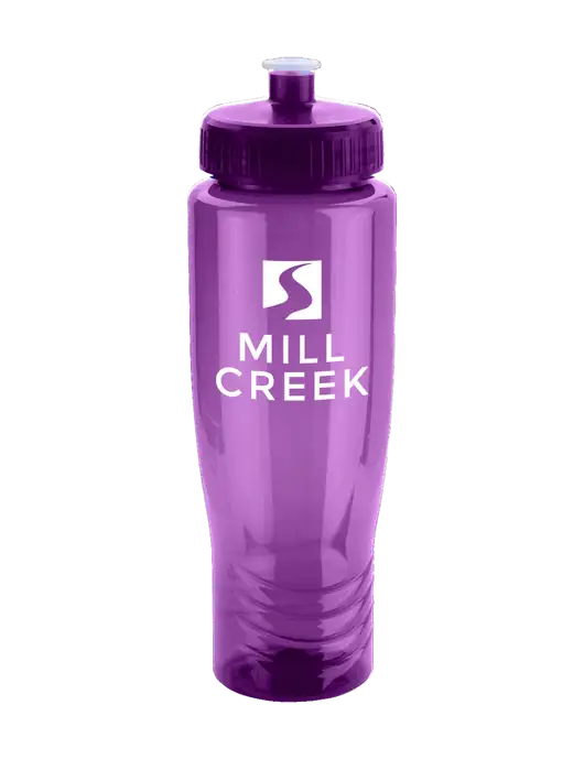 Roam Purple 28 oz Eco-Polyclear Bottle with Push Pull Lid w/Mill Creek Renewables Logo