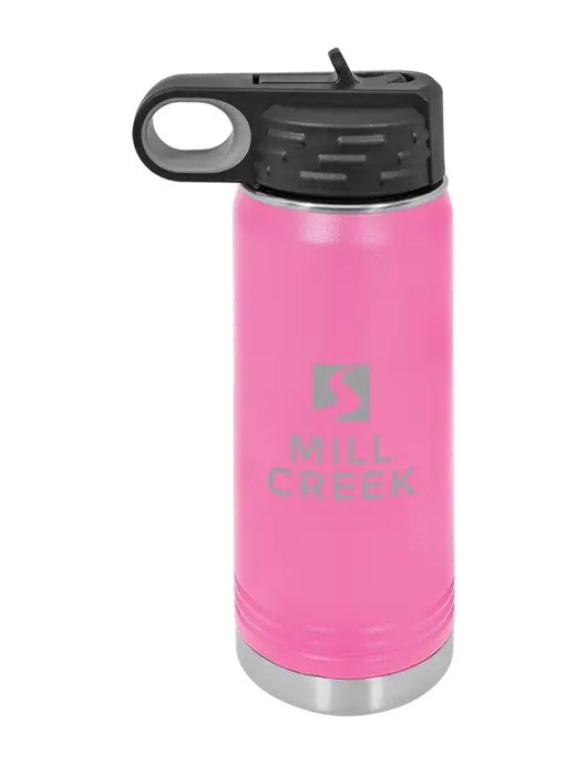 Polar Camel 20 oz Powder Coated Pink Vacuum Insulated Water Bottle w/Mill Creek Renewables Logo