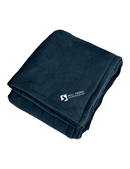 Mountain Lodge Navy Eclipse Blanket w/Mill Creek Renewables Logo