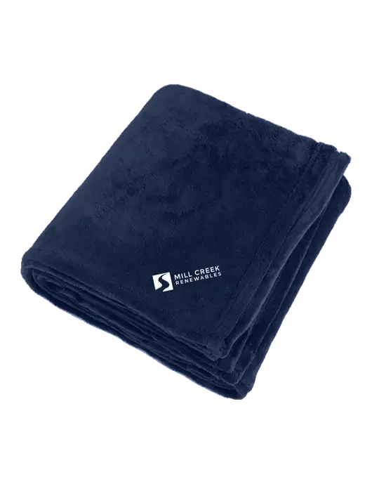 Oversized Deep Navy Ultra Plush Blanket w/Mill Creek Renewables Logo