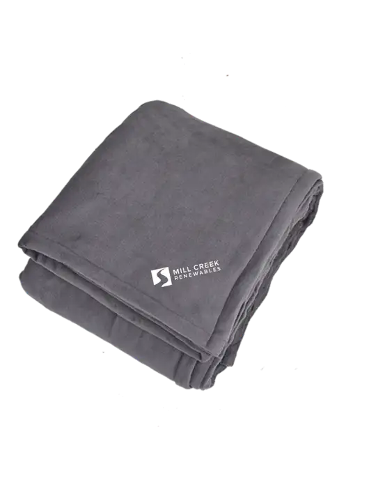 Oversized Graphite Ultra Plush Blanket Graphite w/Mill Creek Renewables Logo