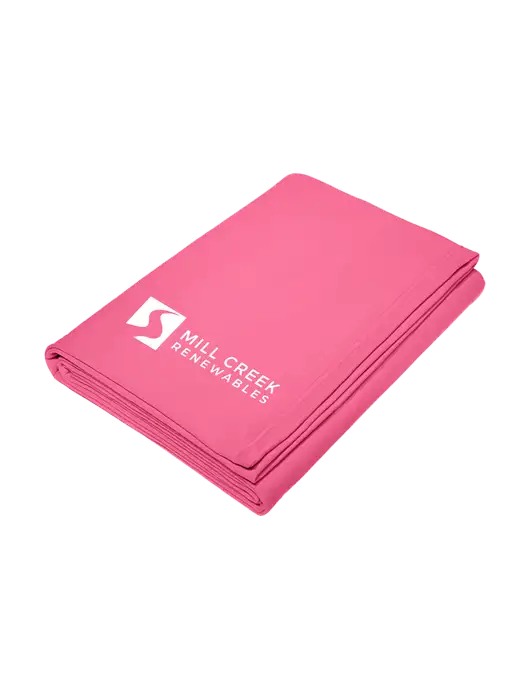 Core Fuschia Fleece Sweatshirt Blanket w/Mill Creek Renewables Logo