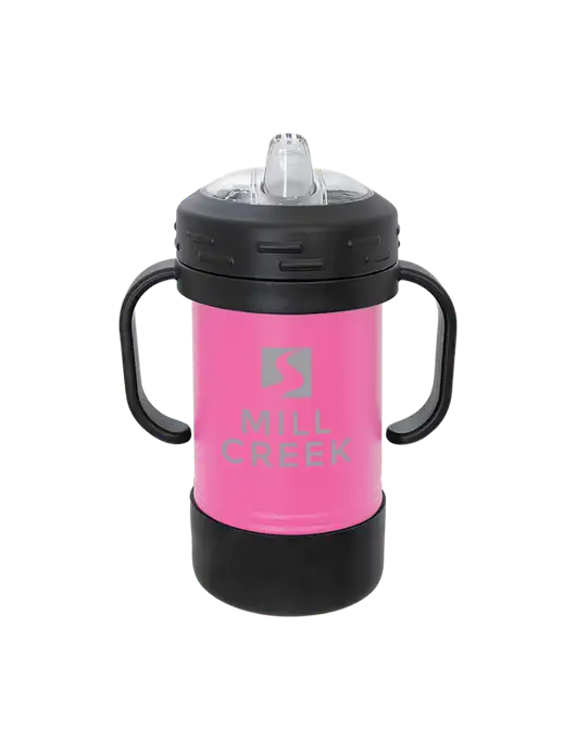 Polar Camel 10 oz Powder Coated Pink Sippy Cup w/Mill Creek Renewables Logo