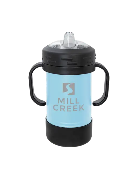 Polar Camel 10 oz Powder Coated Light Blue Sippy Cup w/Mill Creek Renewables Logo