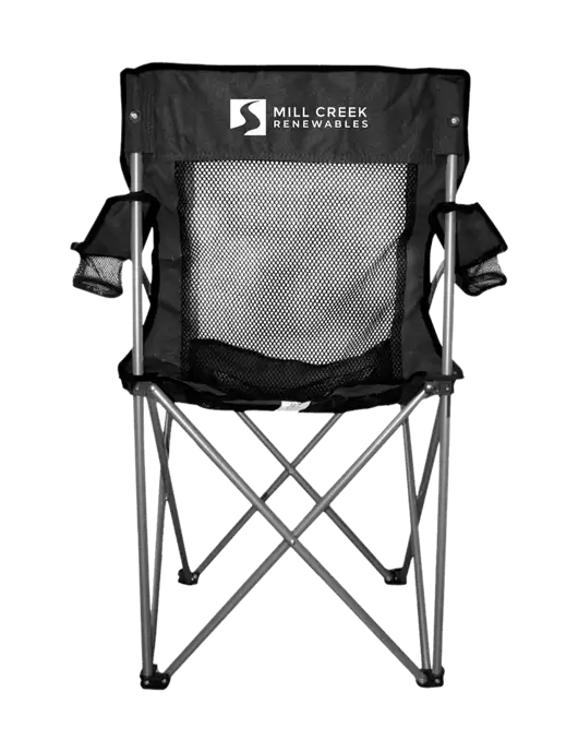 Titan Black/Black Mesh Folding Chair w/Mill Creek Renewables Logo