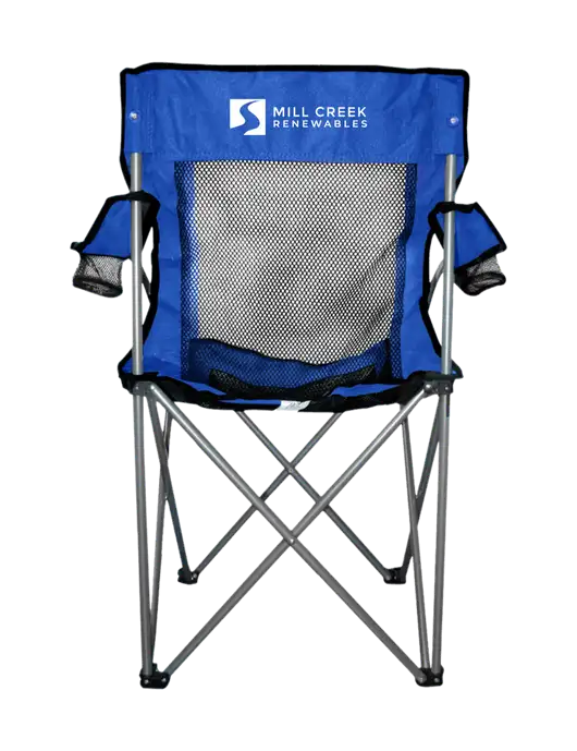 Titan Dark Royal Blue/Black Mesh Folding Chair w/Mill Creek Renewables Logo